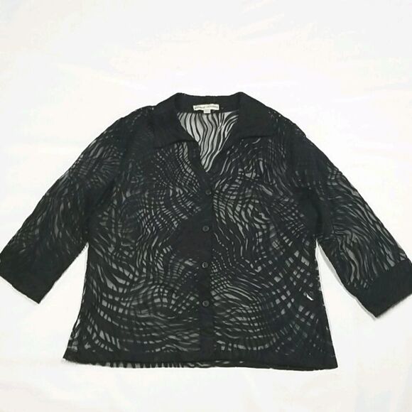 Bamboo Traders Blouse Womens Size Large Button Up Top 3/4 Sleeve Zebra Print - Picture 1 of 10
